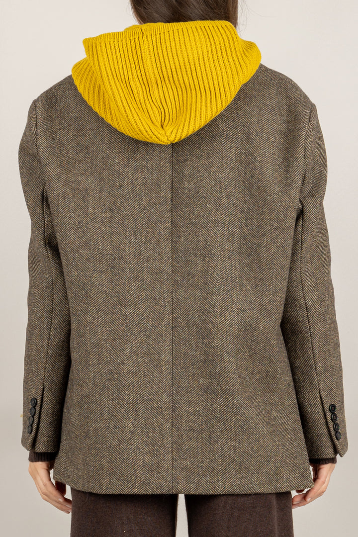 VICOLO - TF2004 - GIACCA SPIGATA CON CAPPUCCIO REMOVIBILE