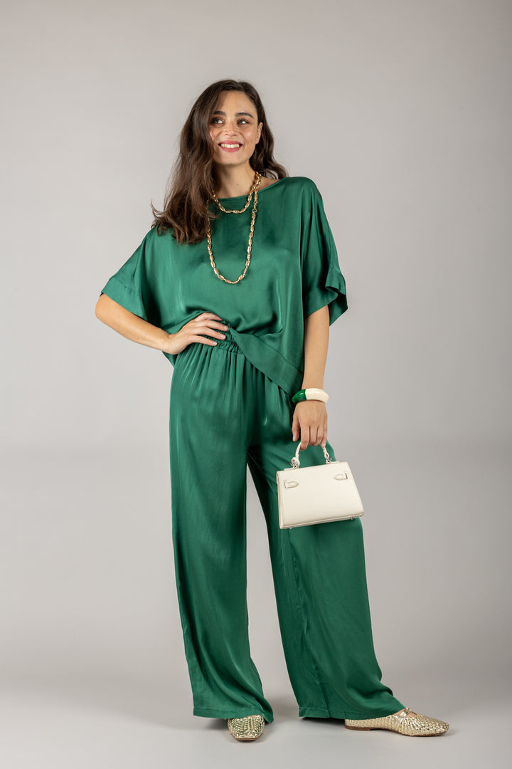 TENSIONE IN - C191P05Q - PANTALONE A PALAZZO CON COULISSE