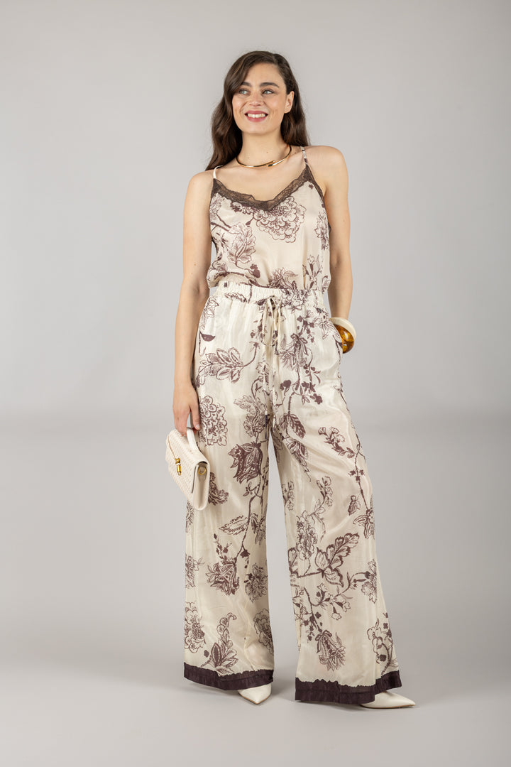 DIXIE - P067W228 - PANTALONE FANTASIA FLOREALE CON COULISSE
