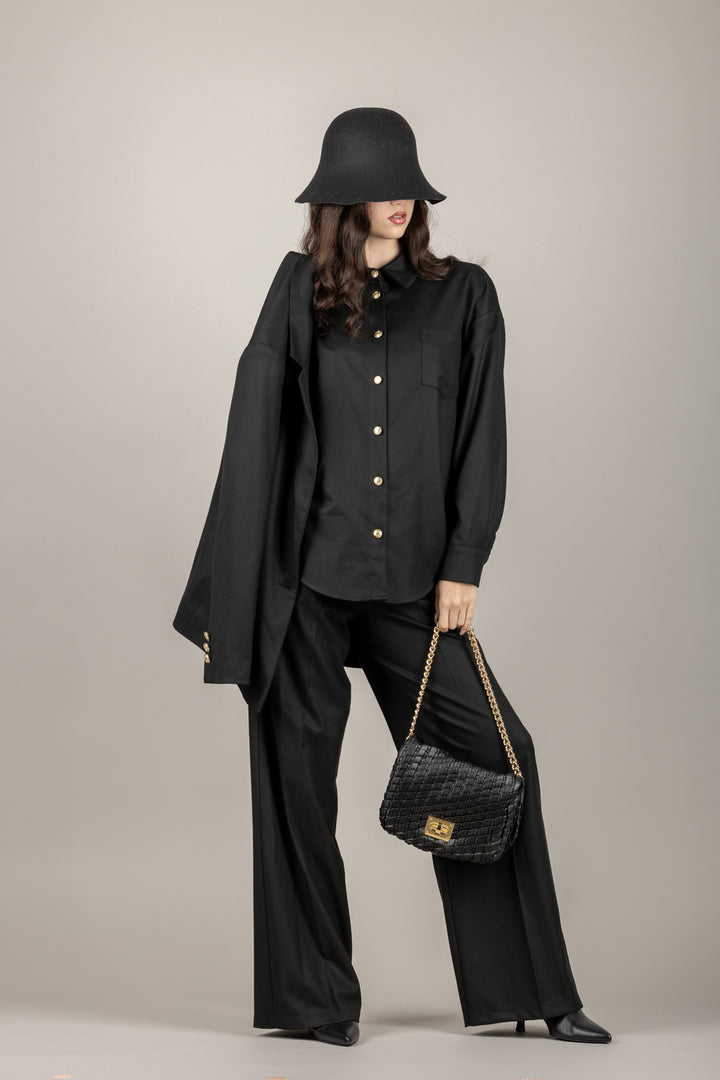 TENSIONE IN - 26C1361 - CAMICIA BOTTONI GIOIELLO CON TASCHINO