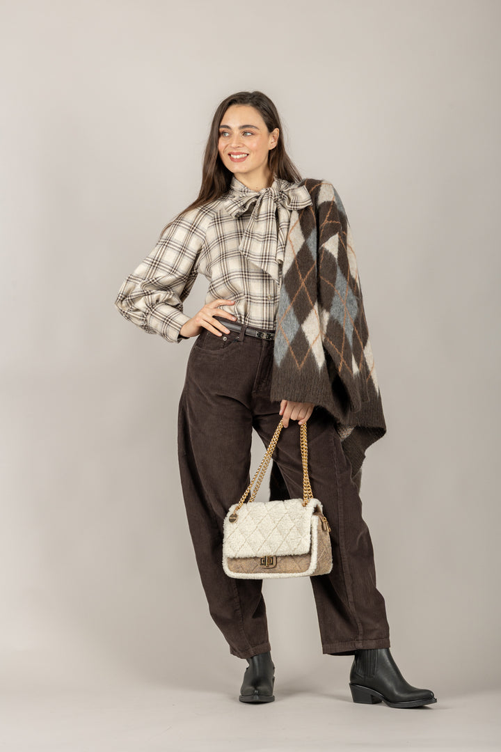 TENSIONE IN - 26C1585 - CAMICIA CHECK CON FIOCCO