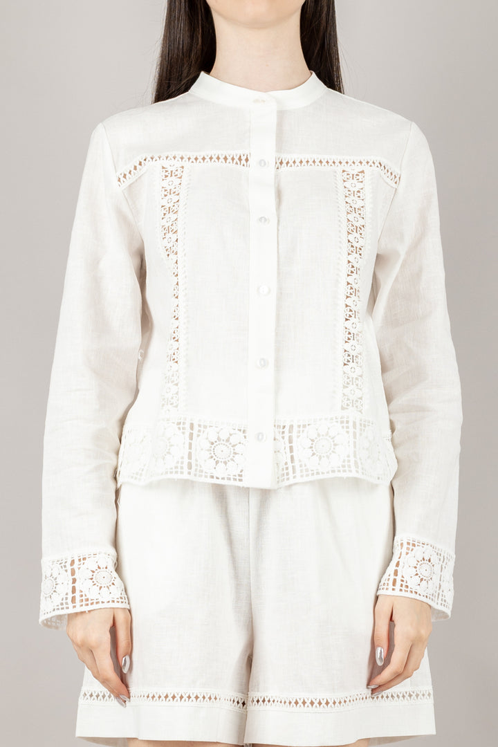 TENSIONE IN - 25C7532 - CAMICIA RICAMO SCOLLO COREANA