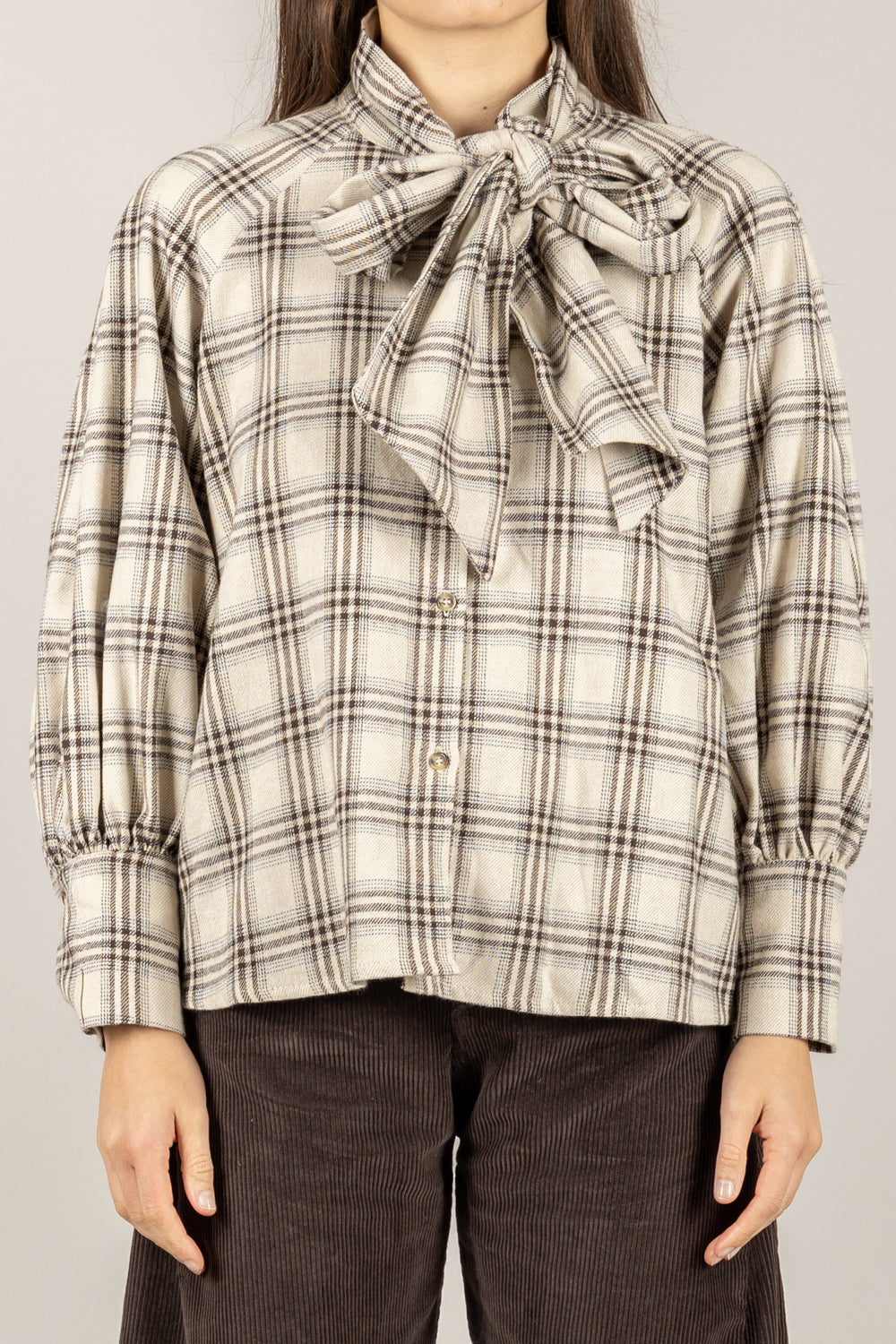 TENSIONE IN - 26C1585 - CAMICIA CHECK CON FIOCCO