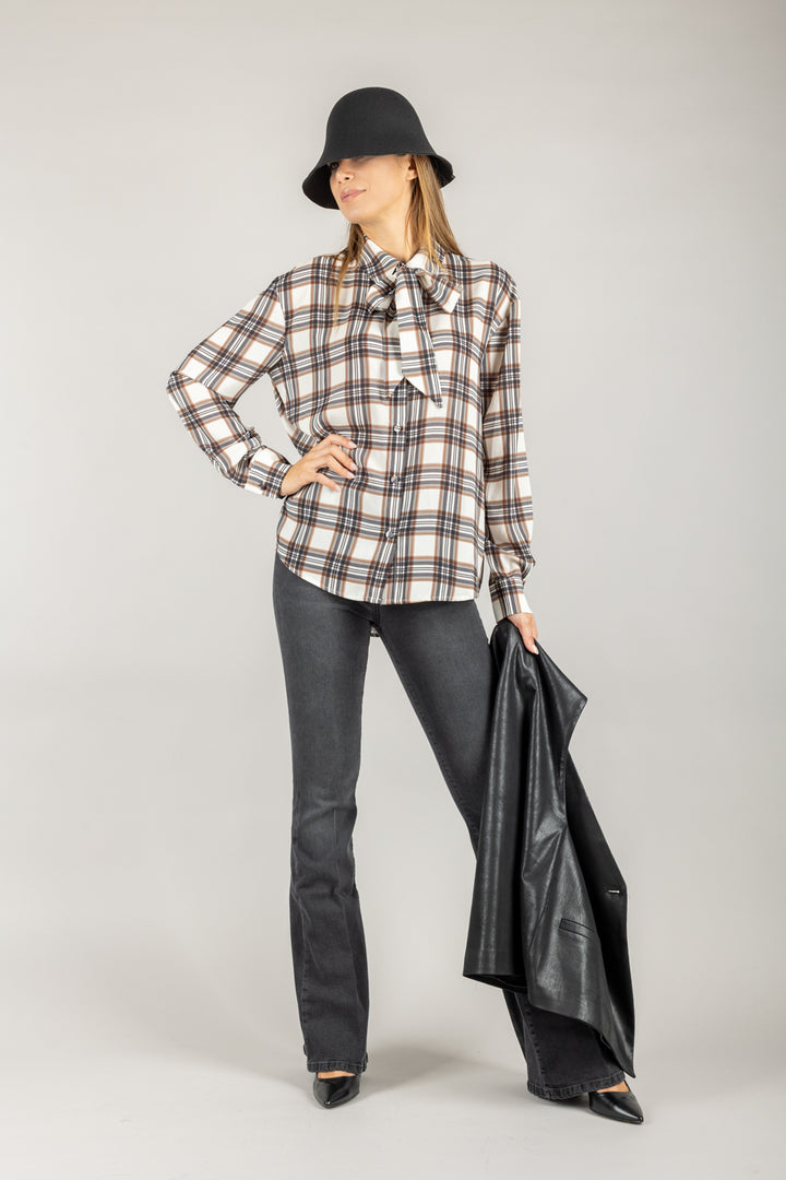 TENSIONE IN - 26C747 - CAMICIA CHECK CON FIOCCO