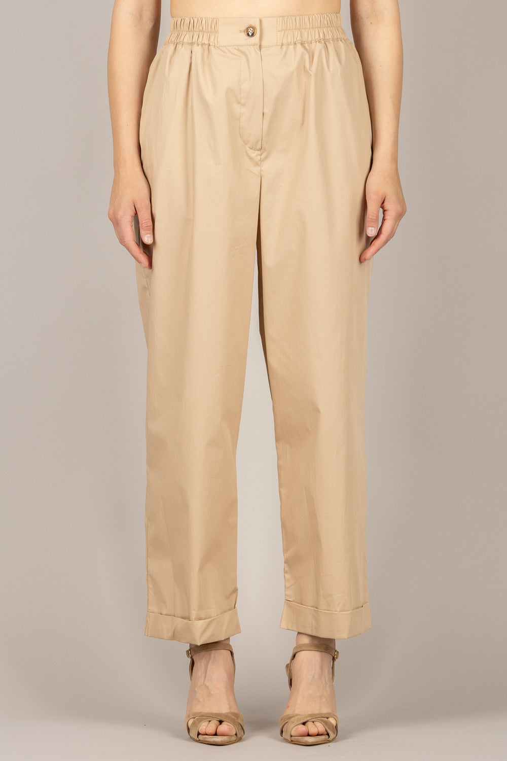 TENSIONE IN - 26P4936 - PANTALONE A GAMBA DRITTA CON RISVOLTO SAFARI