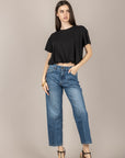 TENSIONE IN - 26M4820 - MAGLIA CROP ARRICCIATA NERO