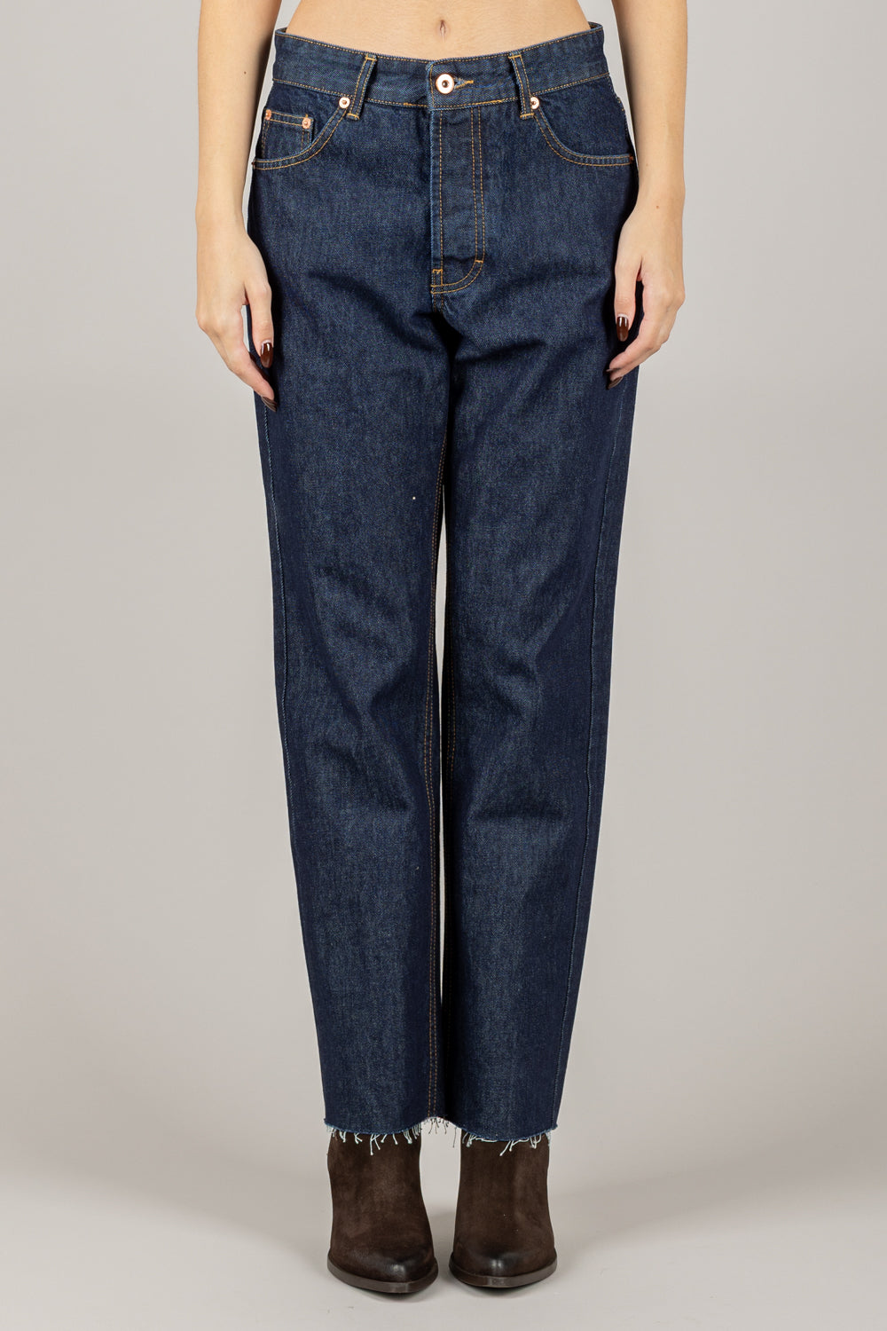 TENSIONE IN - CJ12702 - JEANS CROP TAGLIO VIVO
