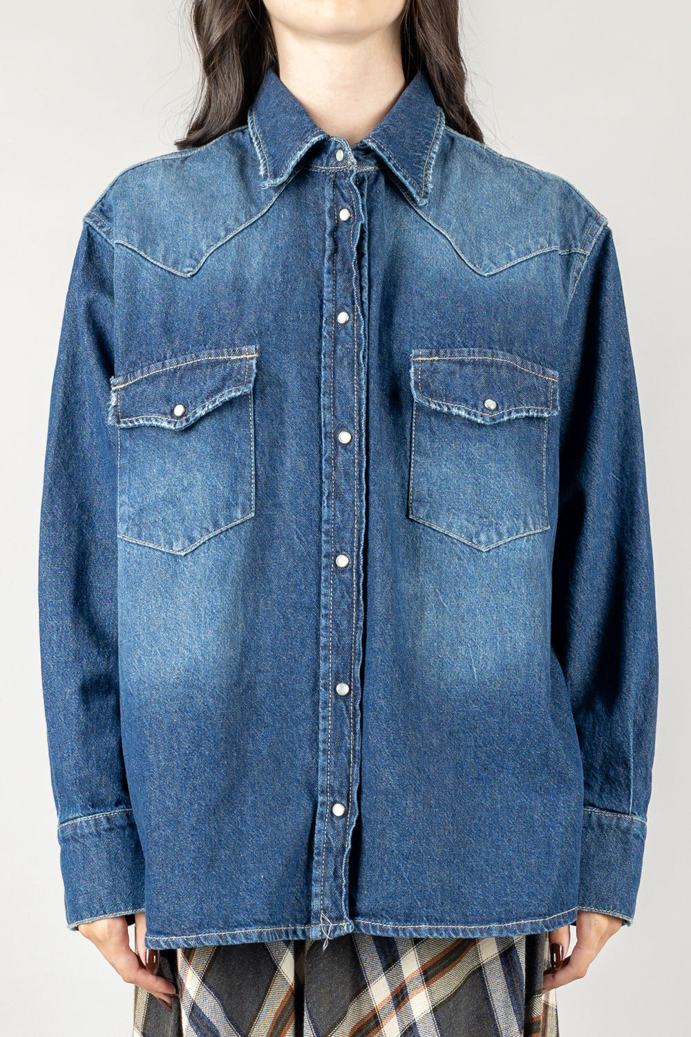TENSIONE IN - SWEEG-BLU - GIACCA CAMICIA JEANS