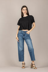 TENSIONE IN - 26M4820 - MAGLIA CROP ARRICCIATA NERO