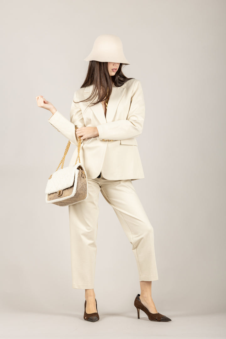 TENSIONE IN - 26P1202 - PANTALONE CARROT IN PUNTO MILANO CON CINTA