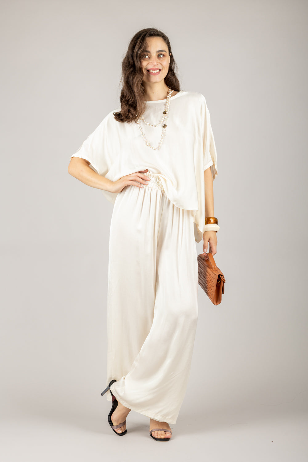 TENSIONE IN - C191P05Q - PANTALONE A PALAZZO CON COULISSE