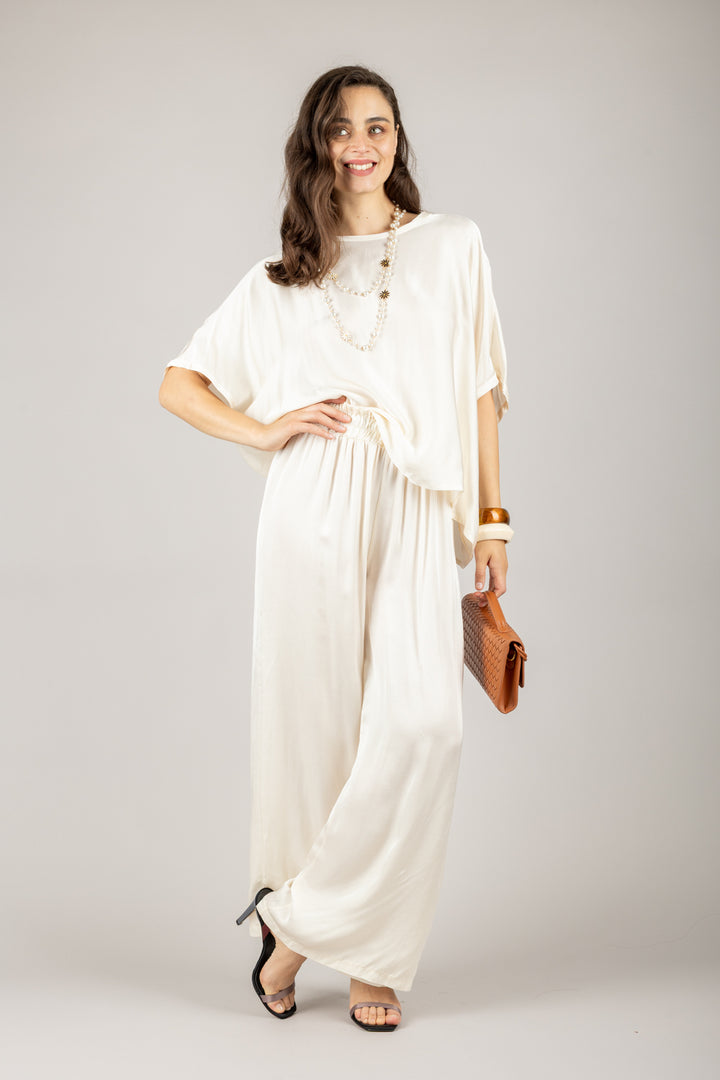 TENSIONE IN - C191P05Q - PANTALONE A PALAZZO CON COULISSE