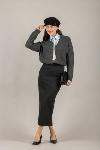 TENSIONE IN - WL785AI25 - MAGLIA SCOLLO A V IN LANA