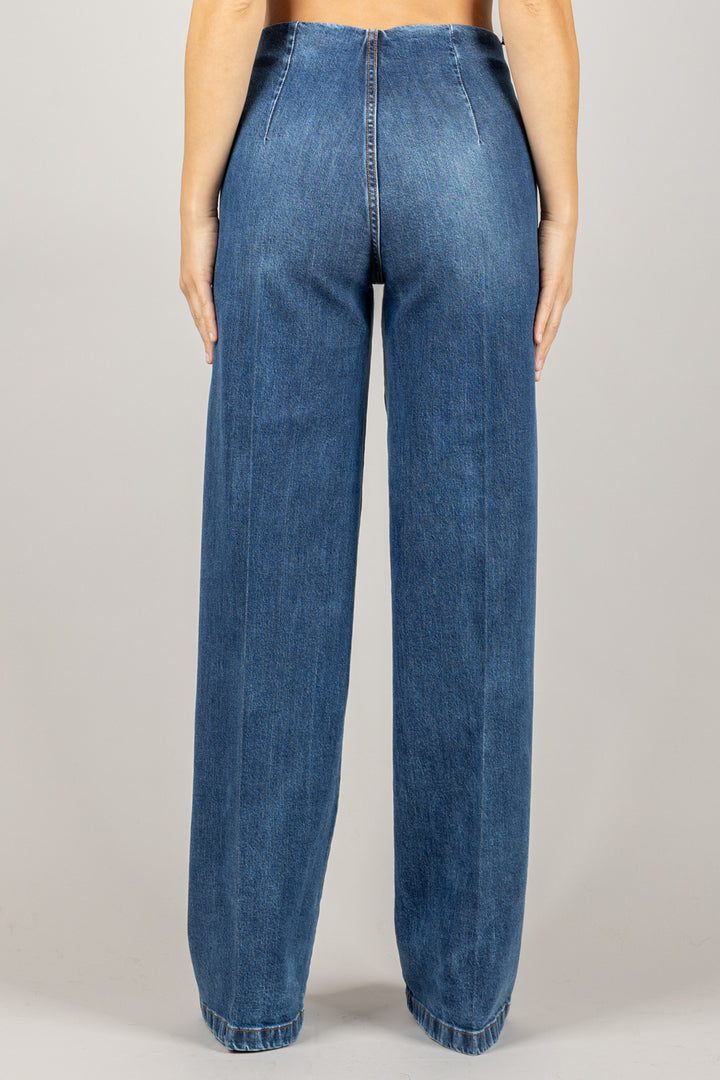 TENSIONE IN - CJ12709 - JEANS PALAZZO CON TASCHINI