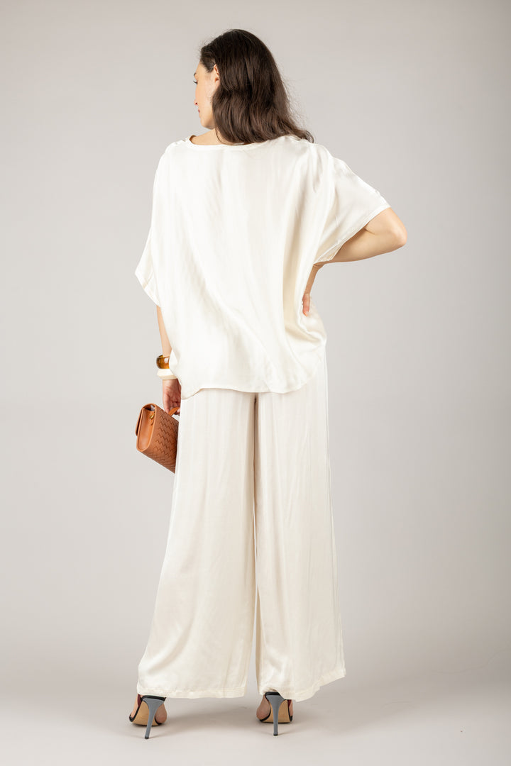 TENSIONE IN - C191P05Q - PANTALONE A PALAZZO CON COULISSE