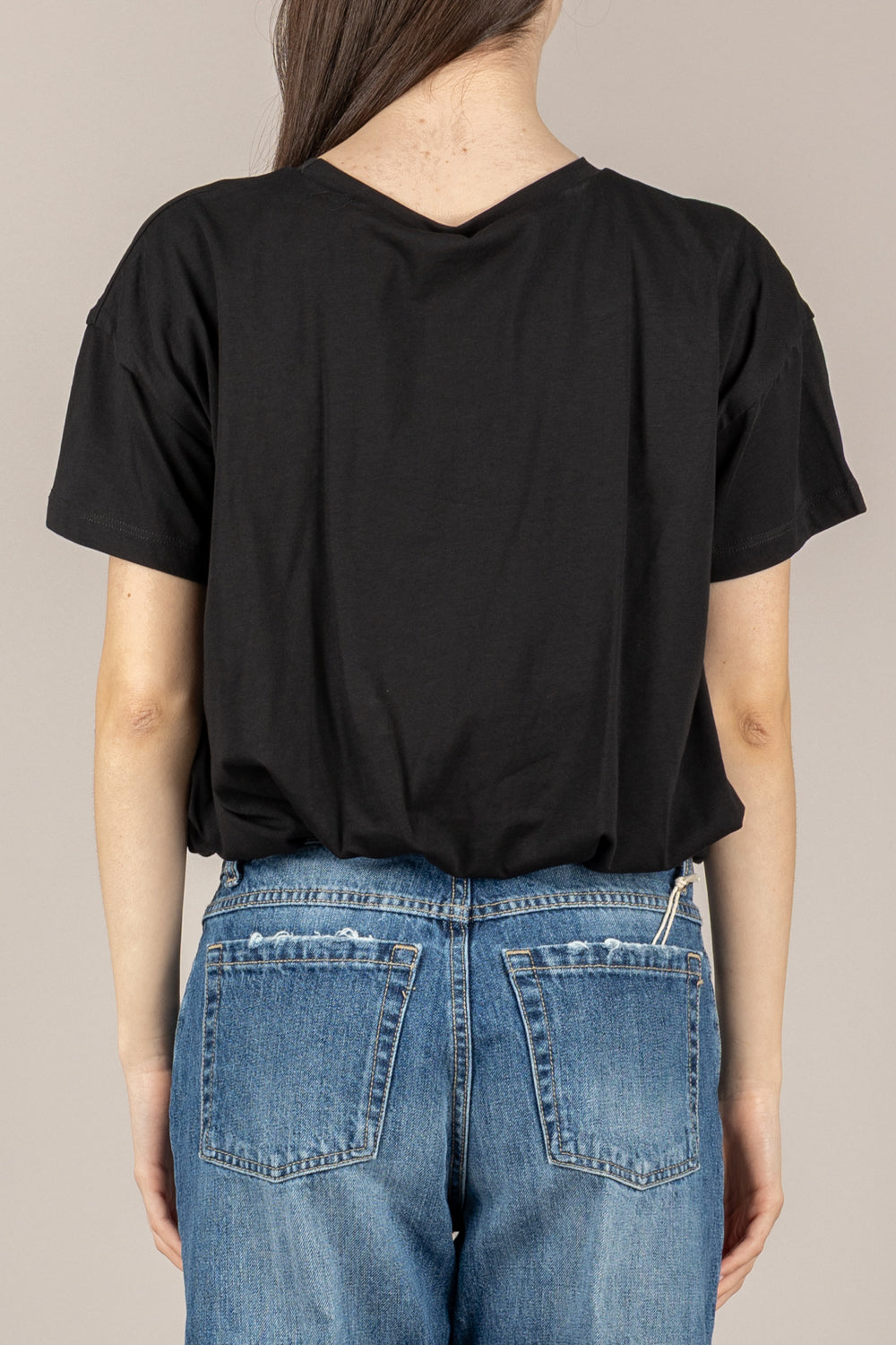 TENSIONE IN - 26M4820 - MAGLIA CROP ARRICCIATA NERO