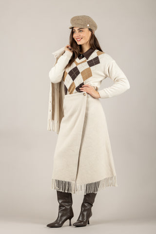 TENSIONE IN - D82060 - MAGLIA SCOLLO A V CON ROMBI