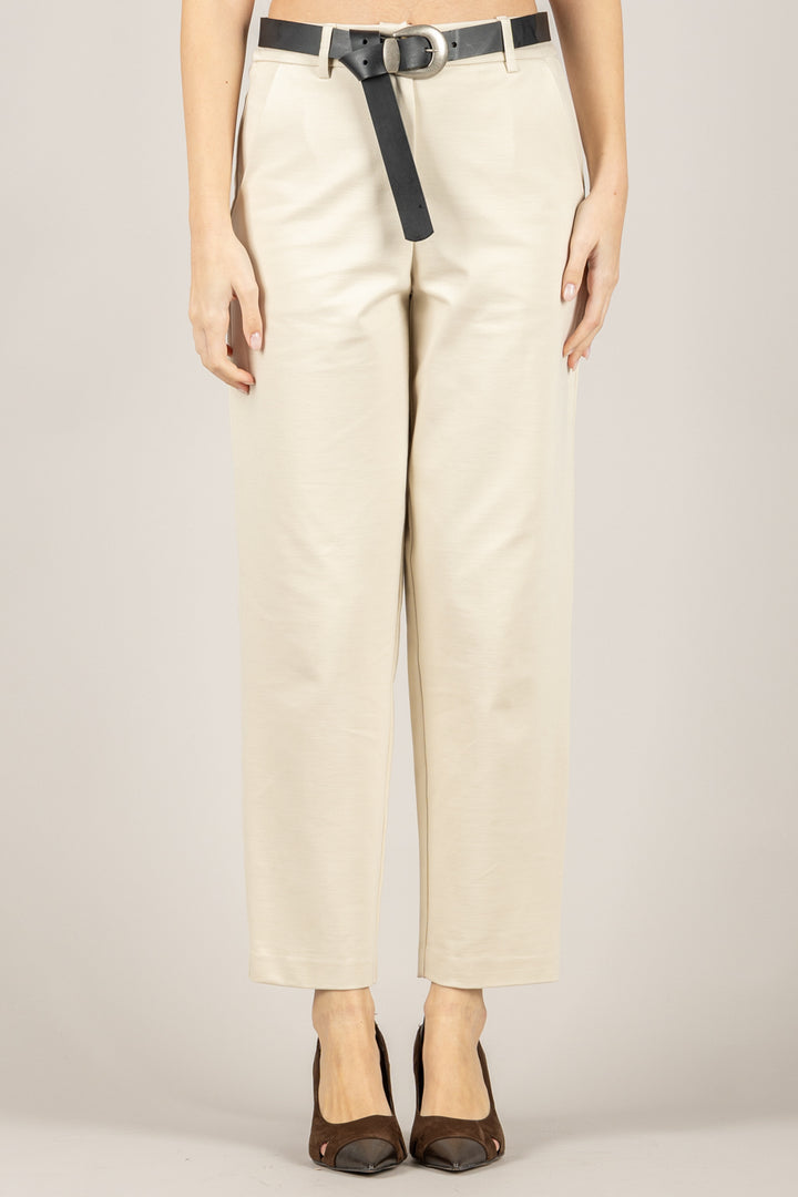 TENSIONE IN - 26P1202 - PANTALONE CARROT IN PUNTO MILANO CON CINTA