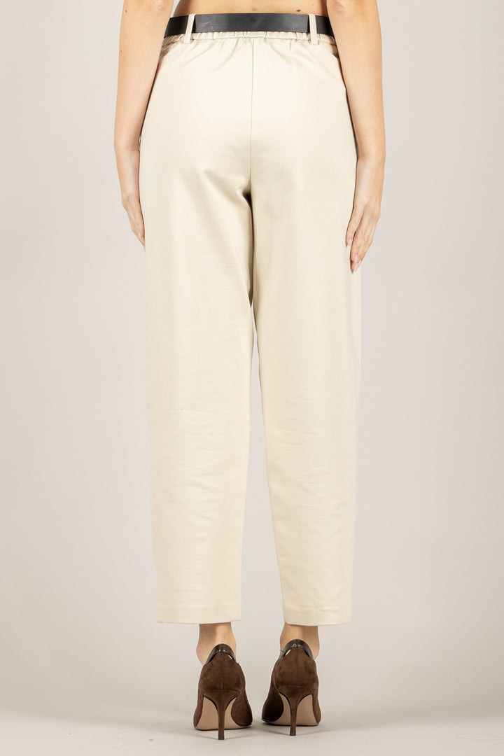 TENSIONE IN - 26P1202 - PANTALONE CARROT IN PUNTO MILANO CON CINTA