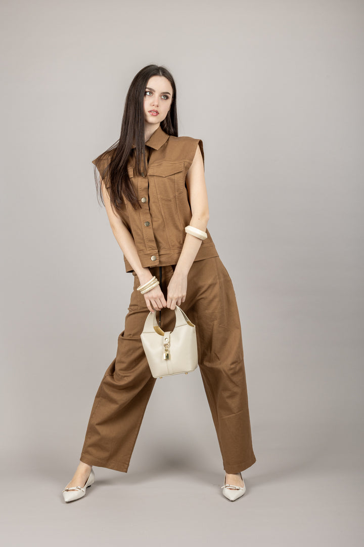 VICOLO - TD1490 - PANTALONE CARROT CON CINTA FINA