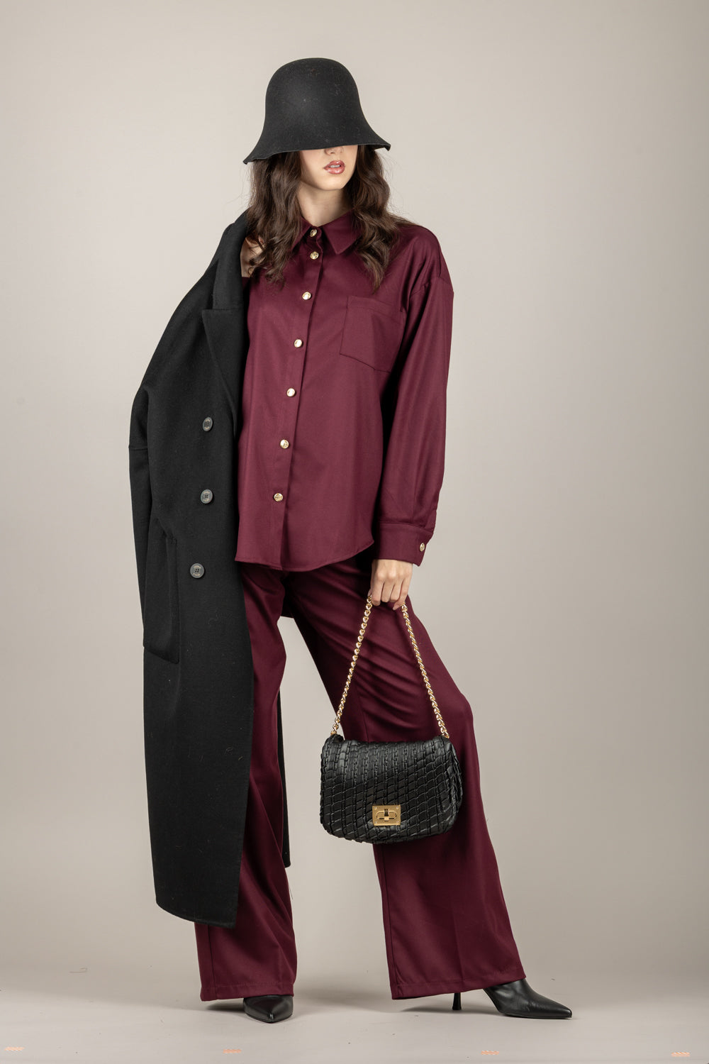 TENSIONE IN - 26C1361 - CAMICIA BOTTONI GIOIELLO CON TASCHINO