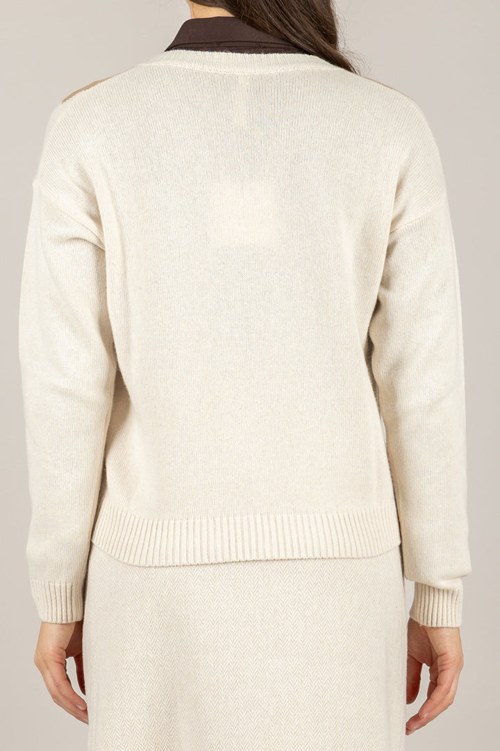 TENSIONE IN - D82060 - MAGLIA SCOLLO A V CON ROMBI