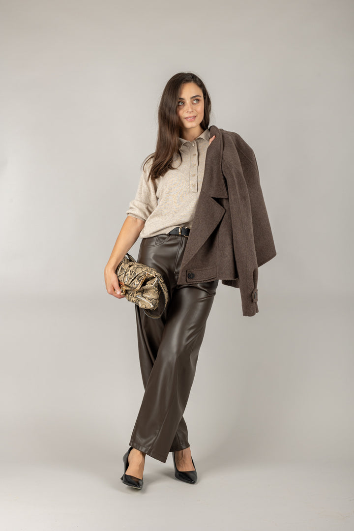 TENSIONE IN - 26P573 - PANTALONE BARRELL IN ECOPELLE