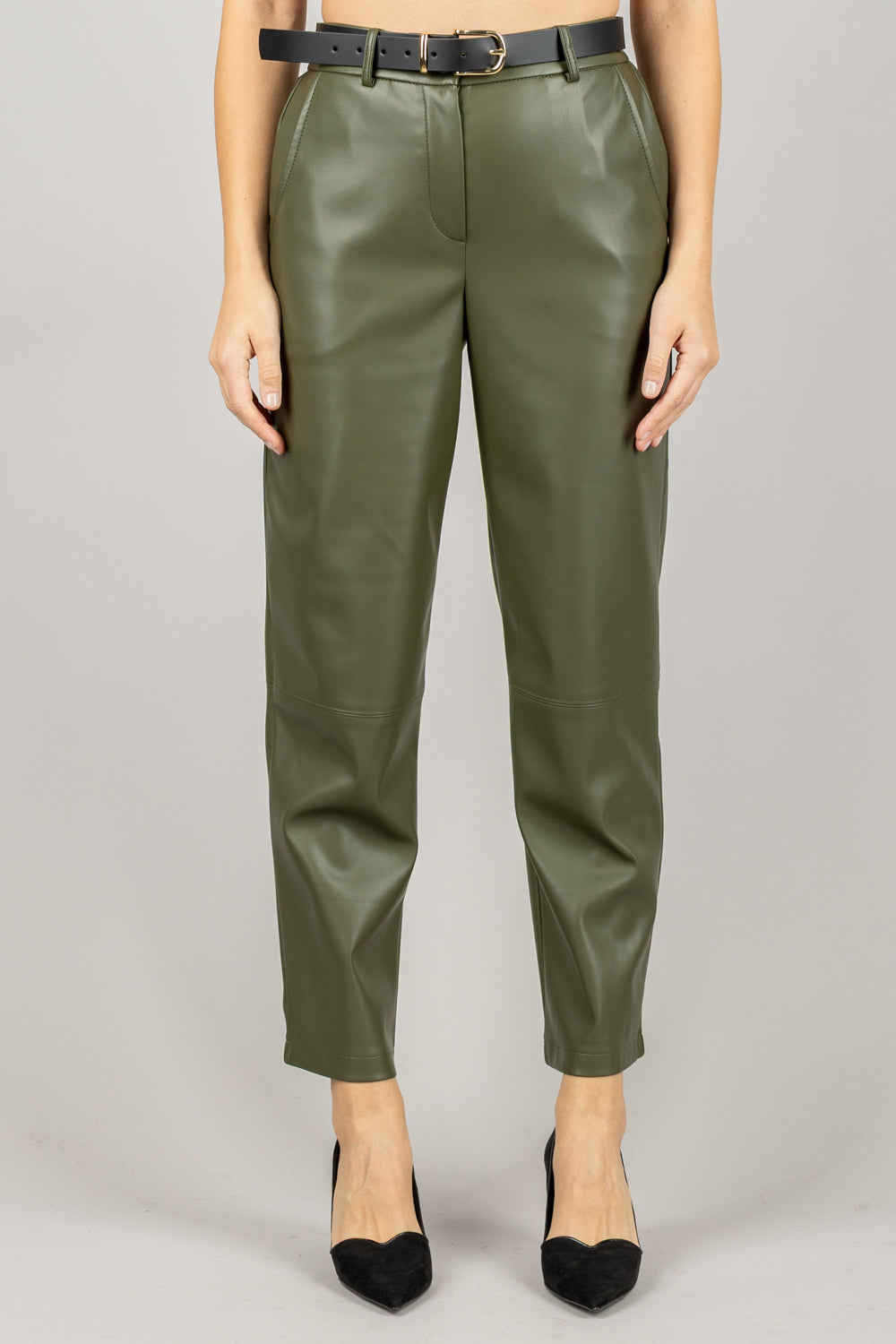 TENSIONE IN - 26P1176 - PANTALONE CARROT IN ECOPELLE