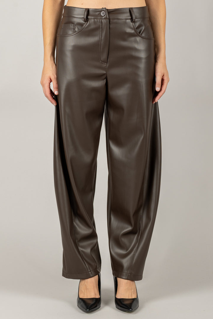 TENSIONE IN - 26P573 - PANTALONE BARRELL IN ECOPELLE