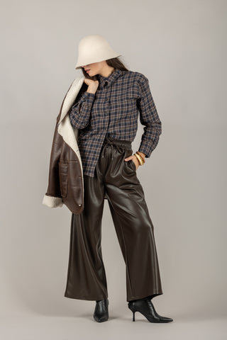 TENSIONE IN - 26P1429  - PANTALONE IN ECOPELLE CON ELASTICO IN VITA