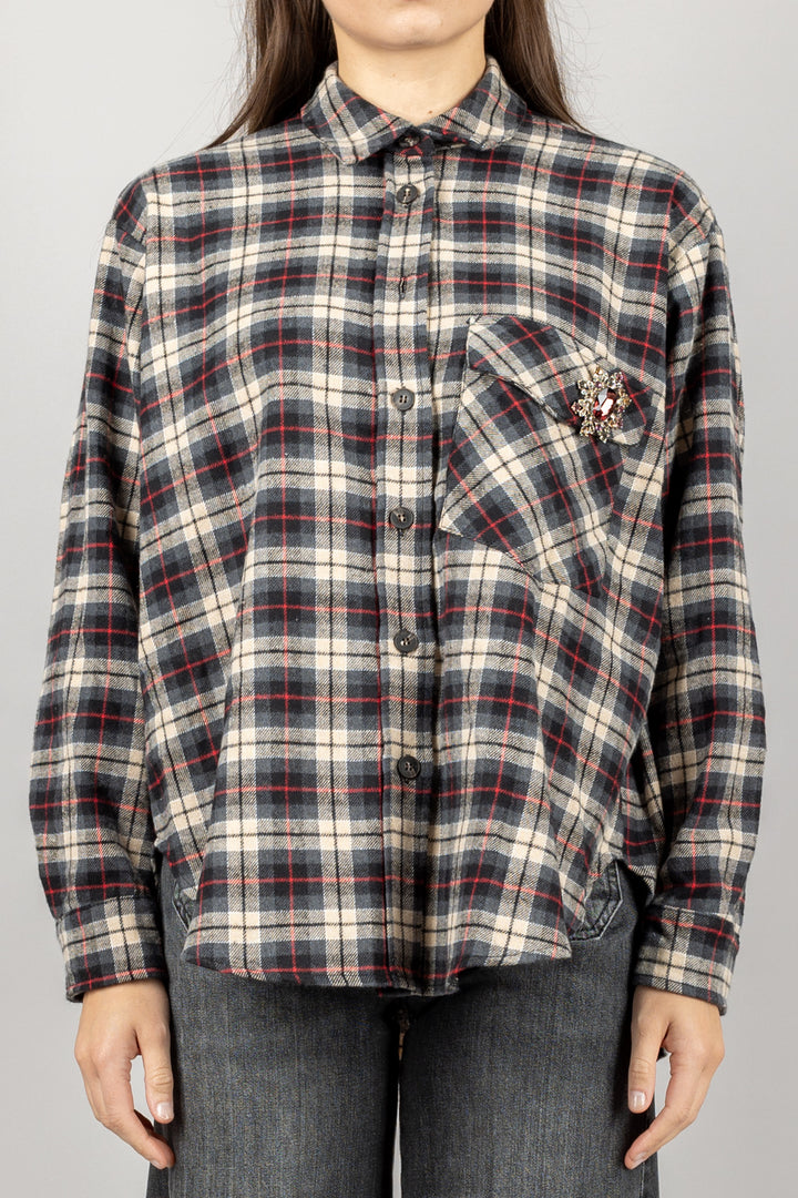 TENSIONE IN - W25C956 - CAMICIA CHECK CON SPILLA