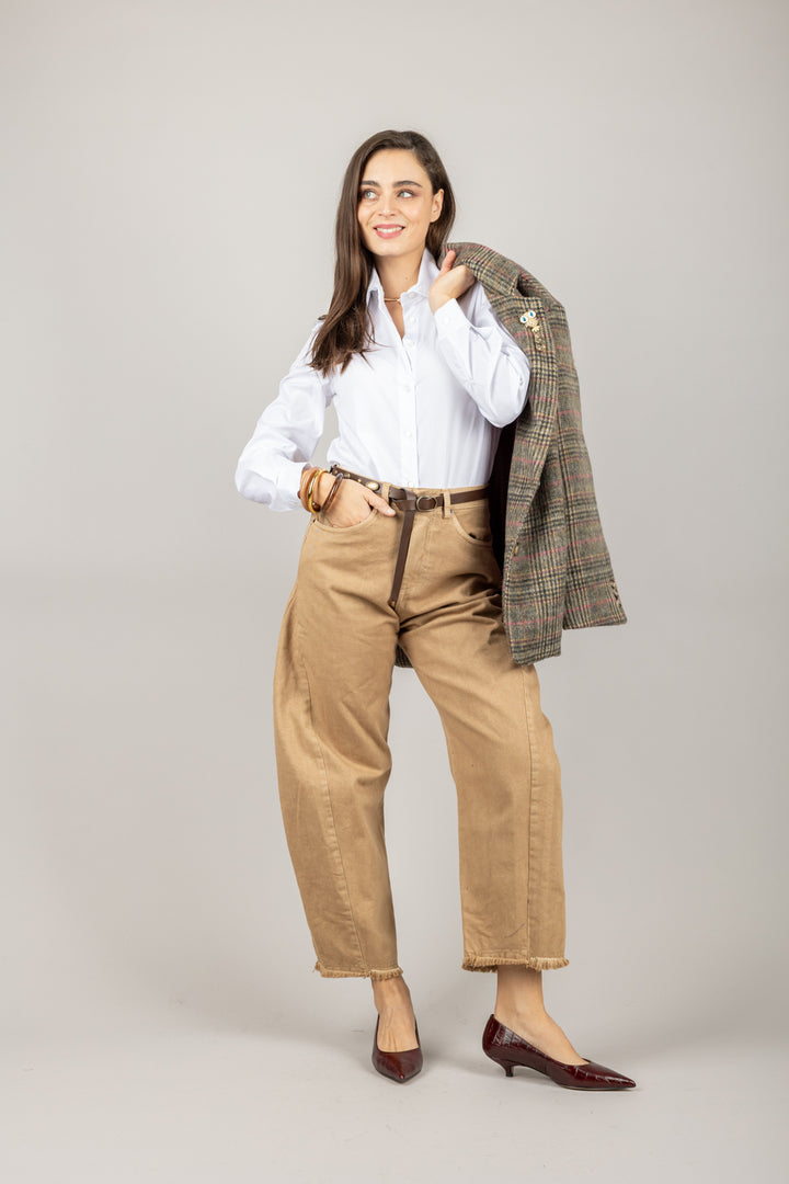 TENSIONE IN - W25P371 - PANTALONE CARROT CON CINTA