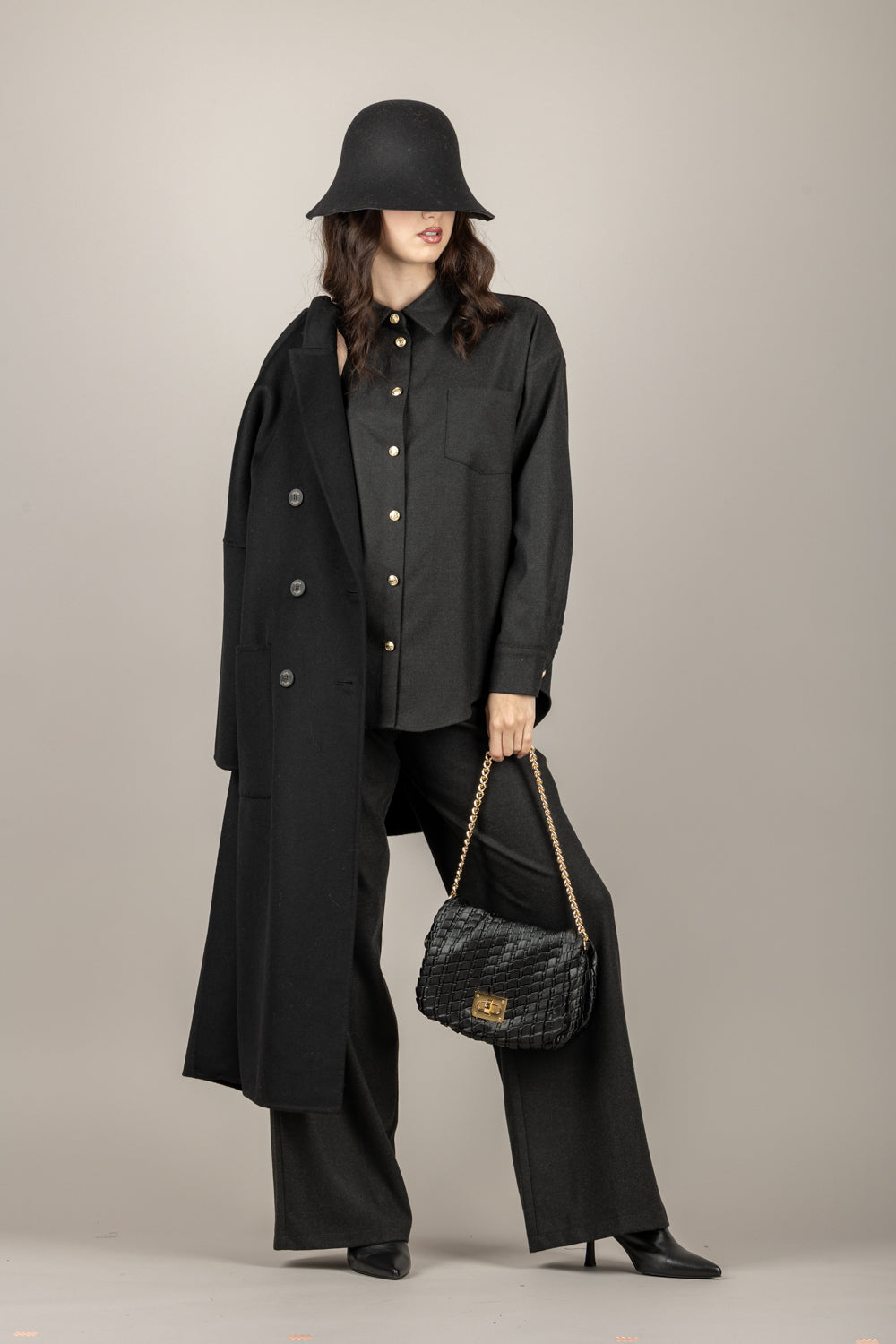 TENSIONE IN - 26C1361 - CAMICIA BOTTONI GIOIELLO CON TASCHINO