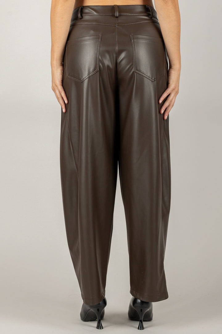 TENSIONE IN - 26P573 - PANTALONE BARRELL IN ECOPELLE