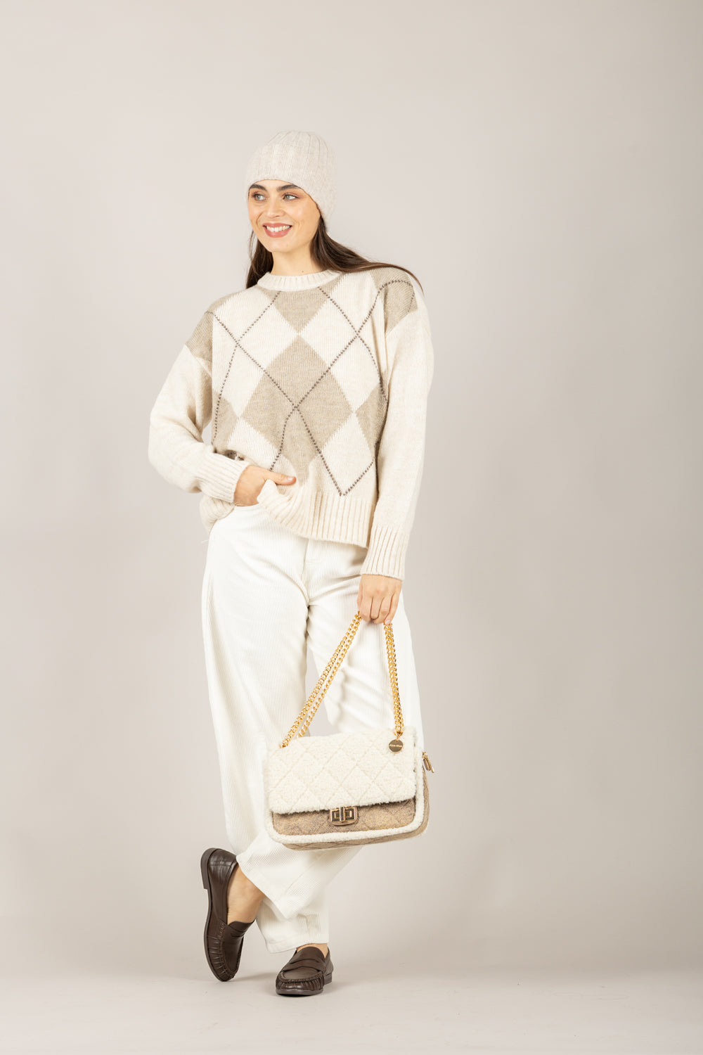 TENSIONE IN - W25PB23 - PANTALONE BARREL IN VELLUTO