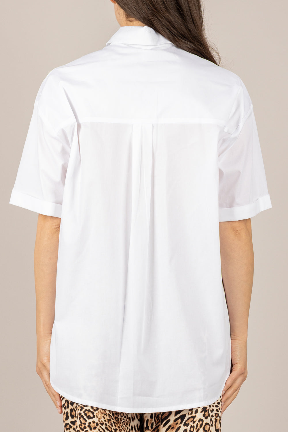 TENSIONE IN - 26C5004 - CAMICIA OVER MANICHE CORTE N°5 BIANCO/ROSSO