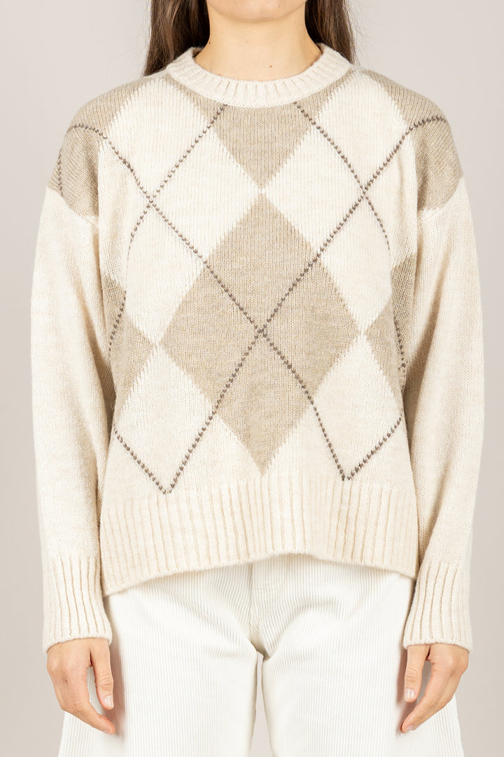 TENSIONE IN - W5HMJ78A359 - MAGLIA A ROMBI BICOLOR GIROCOLLO