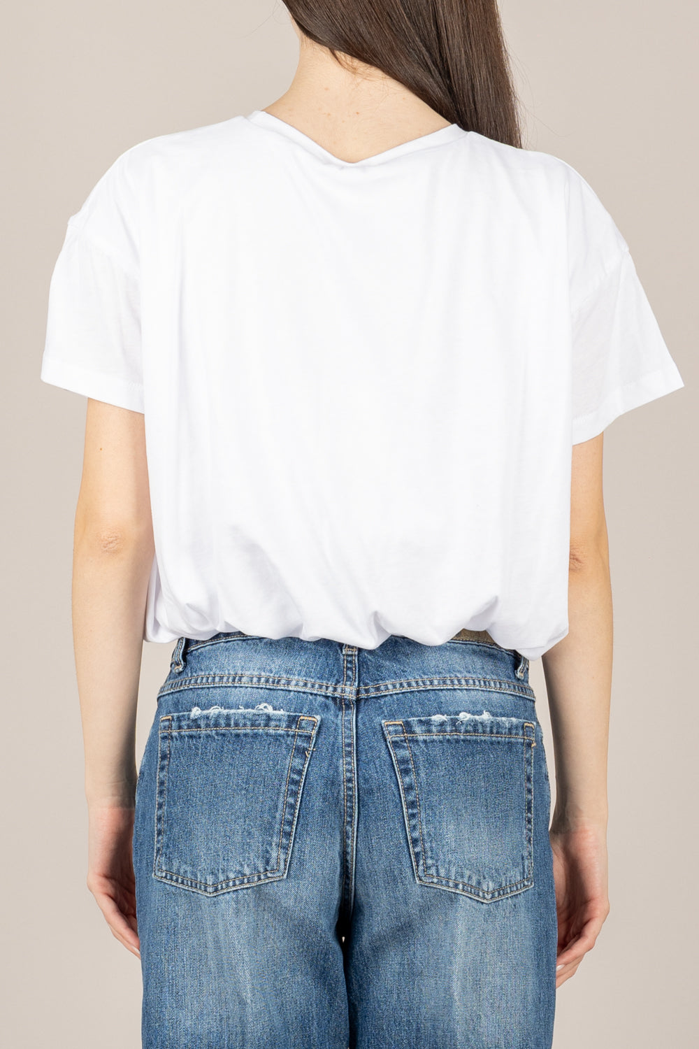 TENSIONE IN - 26M4820 - MAGLIA CROP ARRICCIATA BIANCO