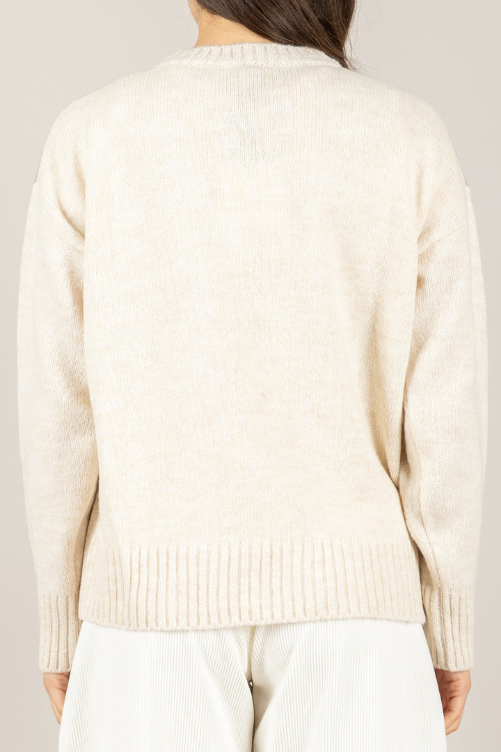 TENSIONE IN - W5HMJ78A359 - MAGLIA A ROMBI BICOLOR GIROCOLLO