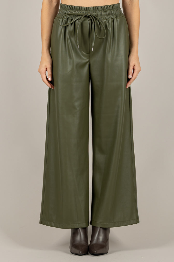 TENSIONE IN - 26P1429  - PANTALONE IN ECOPELLE CON ELASTICO IN VITA