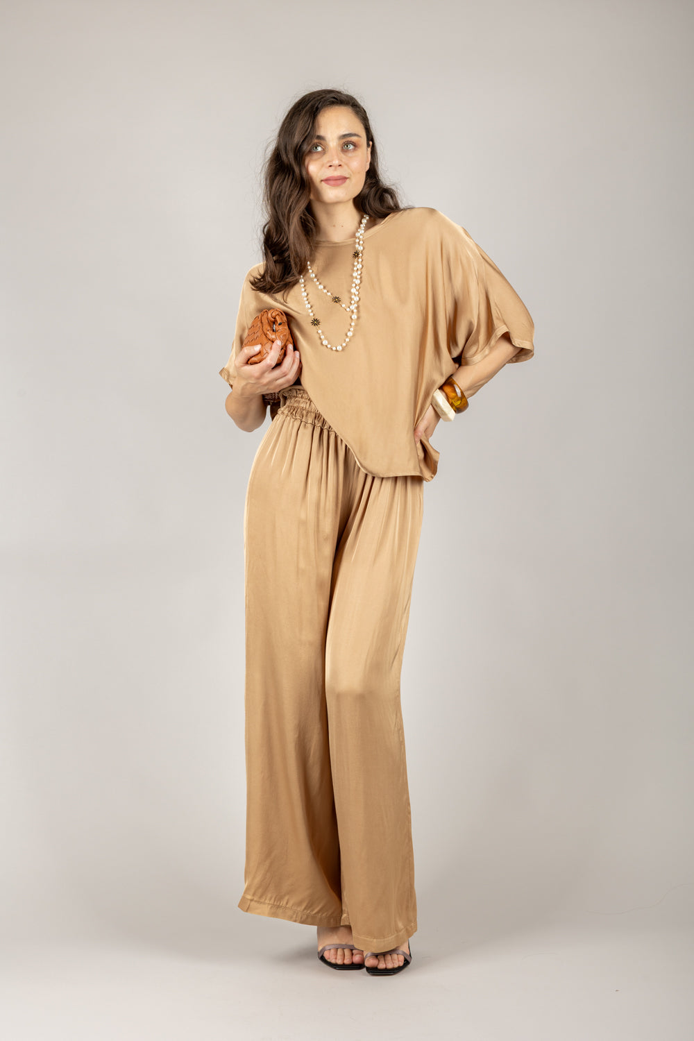 TENSIONE IN - C191P05Q - PANTALONE A PALAZZO CON COULISSE