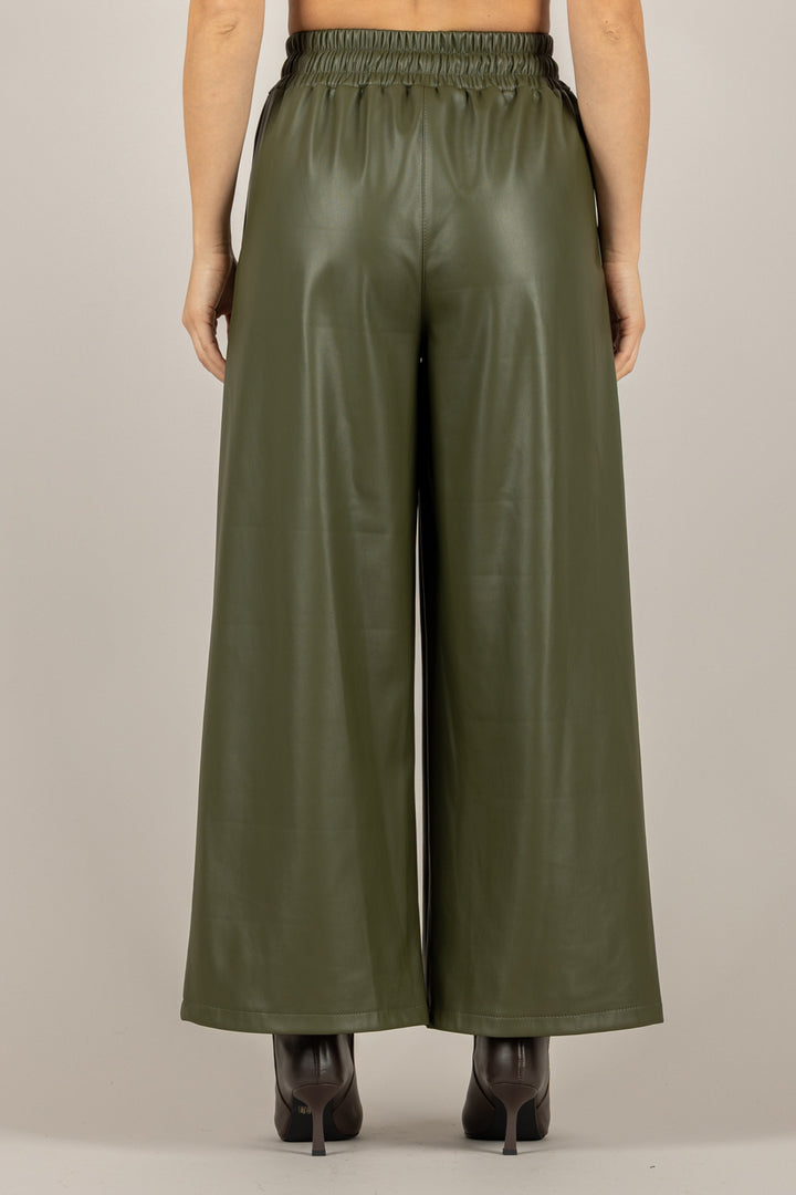 TENSIONE IN - 26P1429  - PANTALONE IN ECOPELLE CON ELASTICO IN VITA