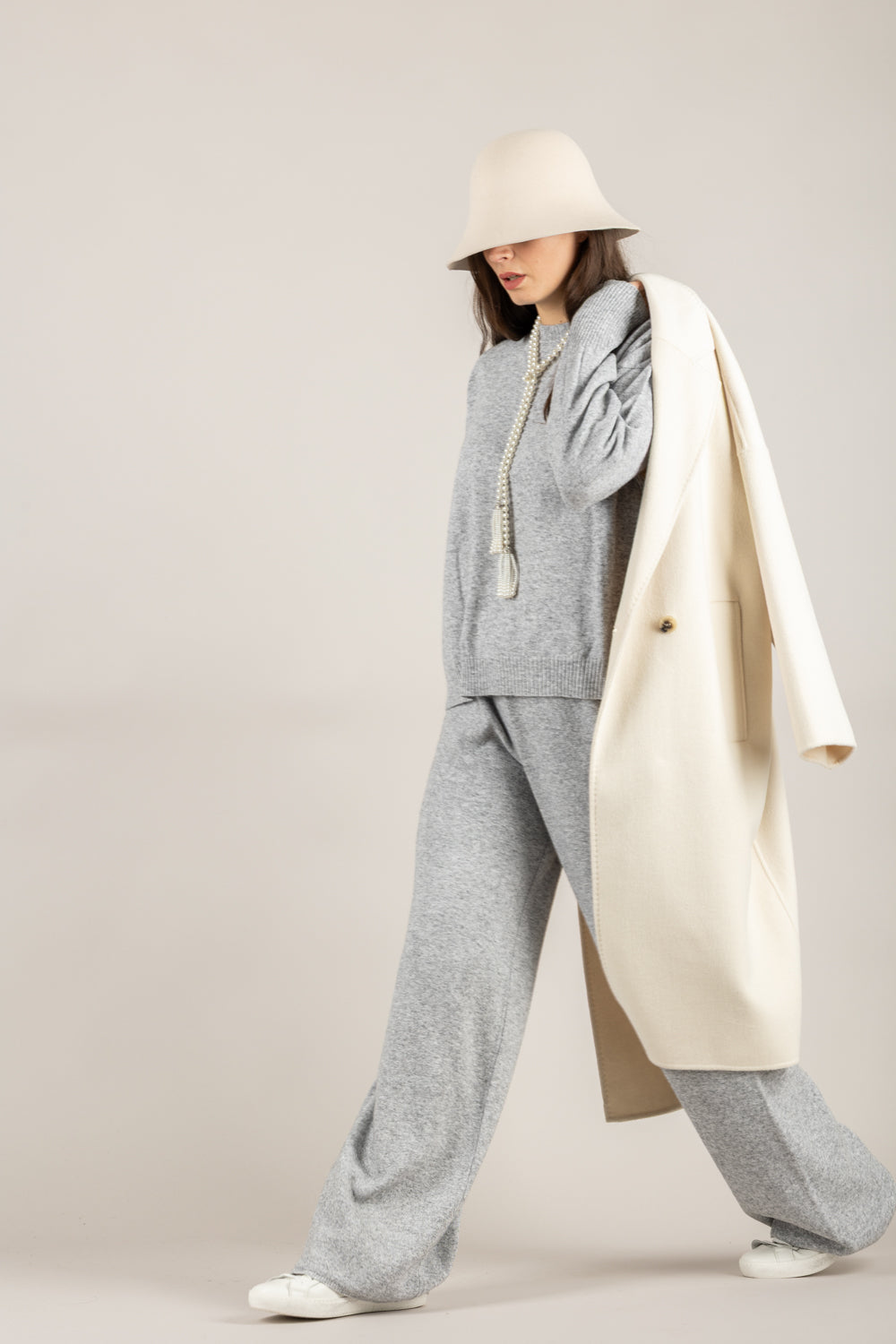 VICOLO - 22107F - PANTALONE IN MAGLIA MISTO LANA