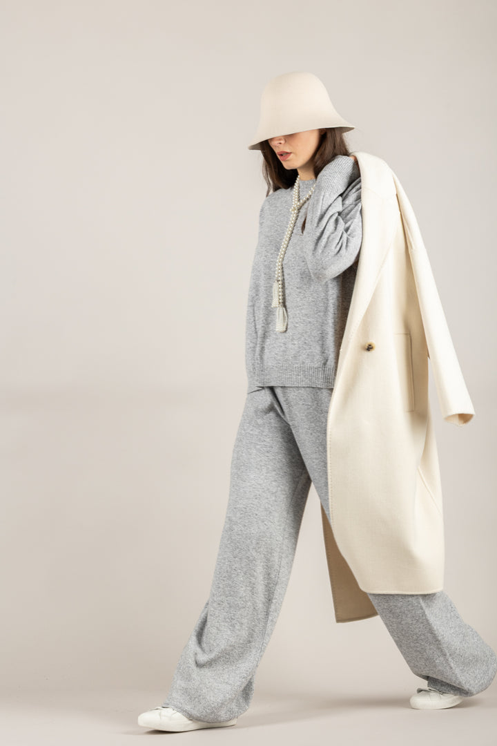 VICOLO - 22107F - PANTALONE IN MAGLIA MISTO LANA