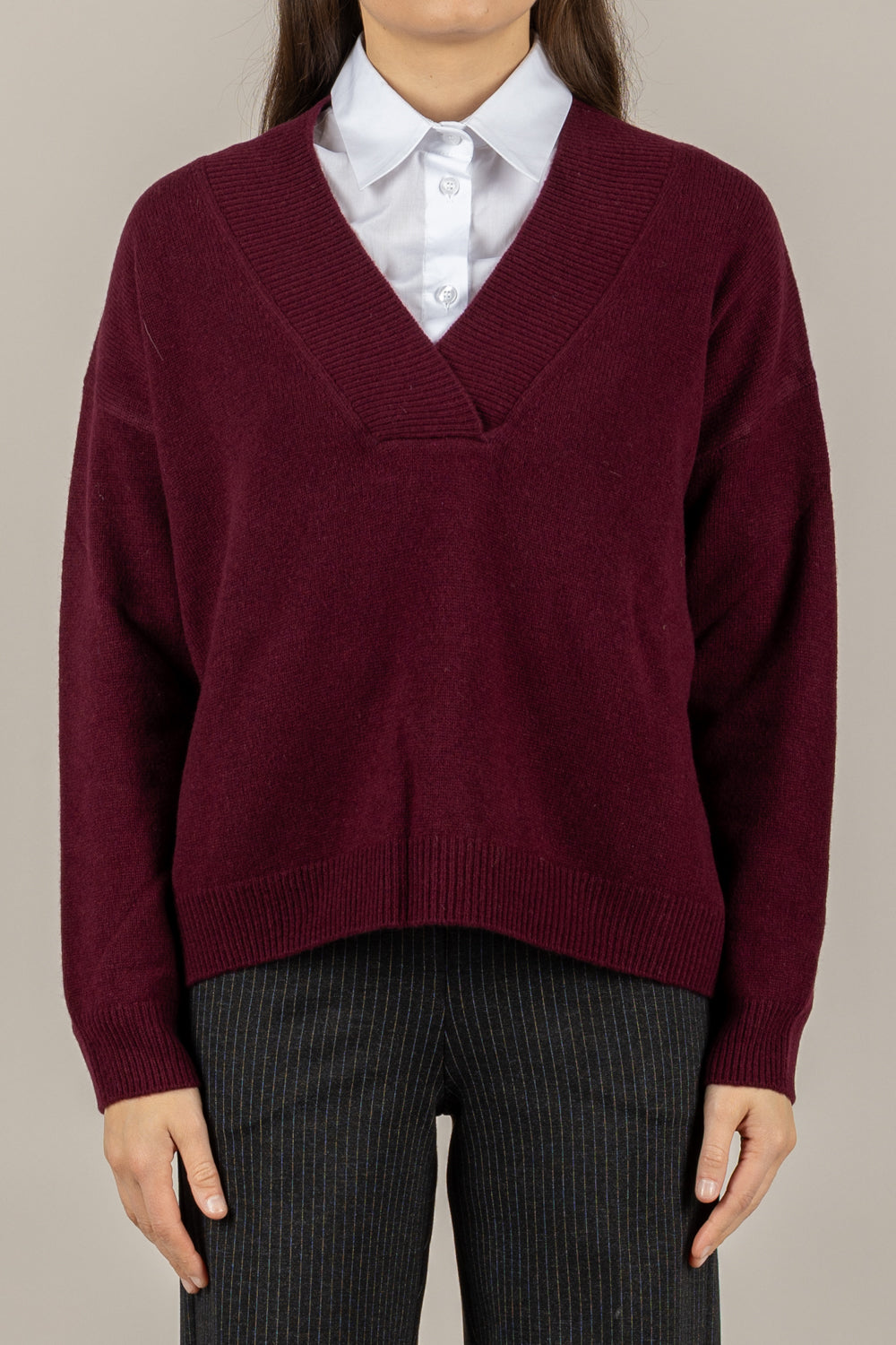 TENSIONE IN - WL785AI25 - MAGLIA SCOLLO A V IN LANA