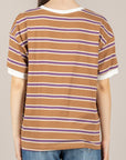 TENSIONE IN - 26M4893 - T-SHIRT RIGATA CON PROFILI A CONTRASTO TABACCO/VIOLA/PANNA/PANNA