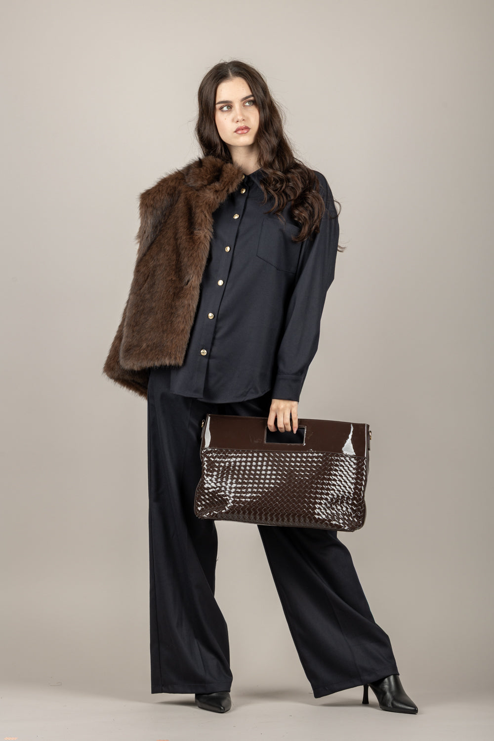 TENSIONE IN - 26P1352 - PANTALONE A PALAZZO CON CINTA