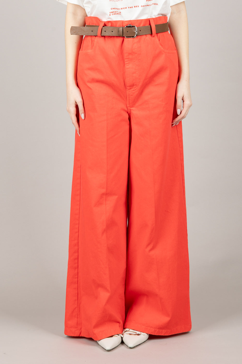 VICOLO - TD1367 - PANTALONE A PALAZZO CON COULISSE E CINTA