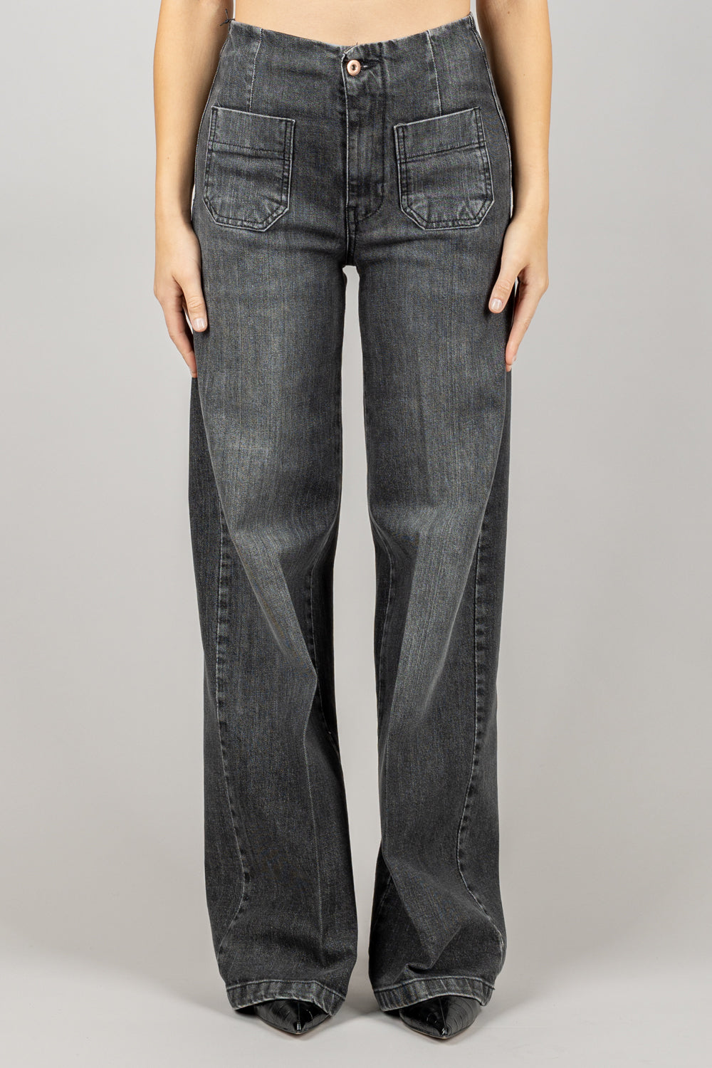 TENSIONE IN - CJ12710 - JEANS PALAZZO CON TASCHINI