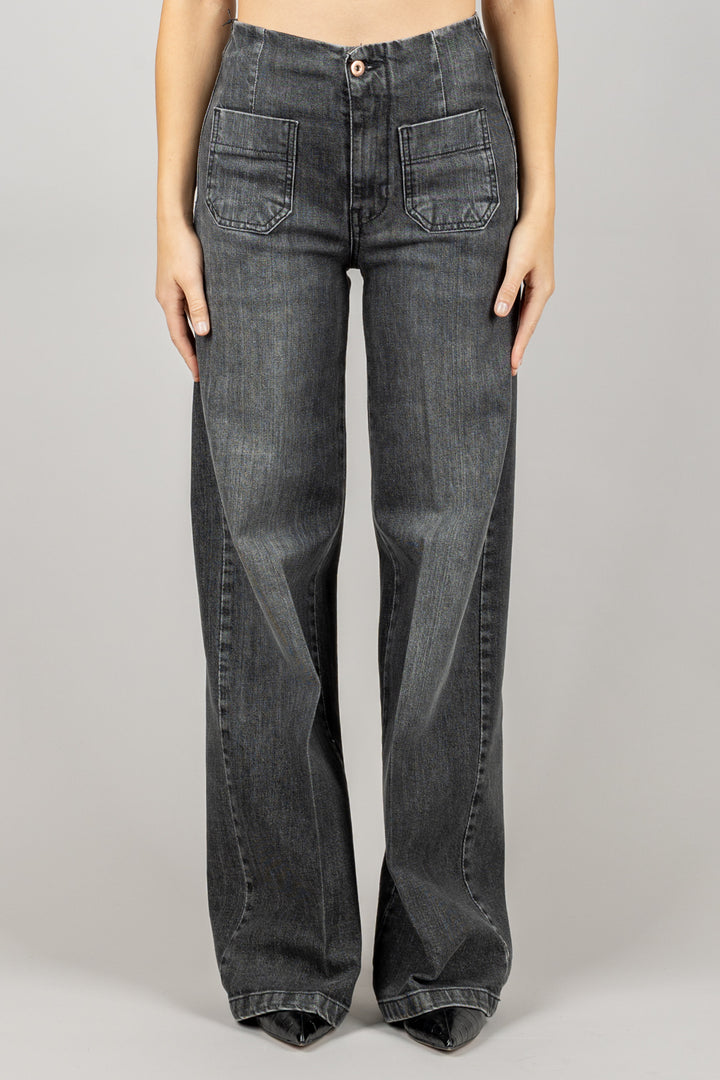 TENSIONE IN - CJ12710 - JEANS PALAZZO CON TASCHINI